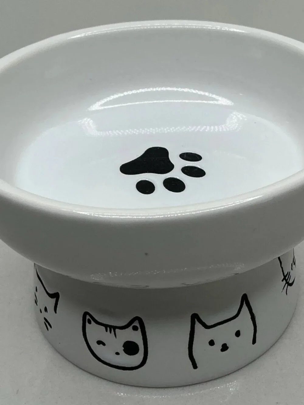 Signature Elevated Cat Bowls Small White Stoneware Bowls